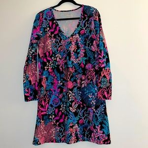 Lilly Twilight Coral LONG SLEEVE ETTA SHIRT DRESS V-Neck